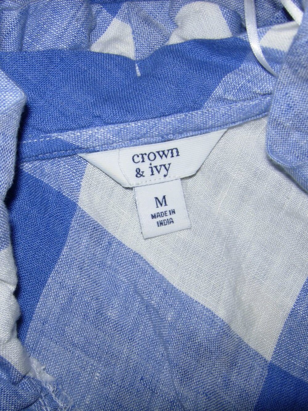 Crown & Ivy Sleeveless Gingham Linen Dress M - Picture 6 of 7